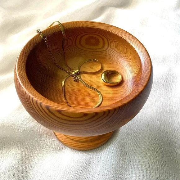 Vintage SANDBERGS NORA STAD SWEDEN Wooden Pedestal Bowl - Picture 1 of 7